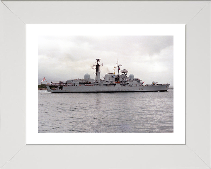 HMS Manchester (D95) Photo Print - Entering Pearl Harbour - Royal Navy Type 42 Destroyer Hampshire Prints 10 x 8 White Frame Yes