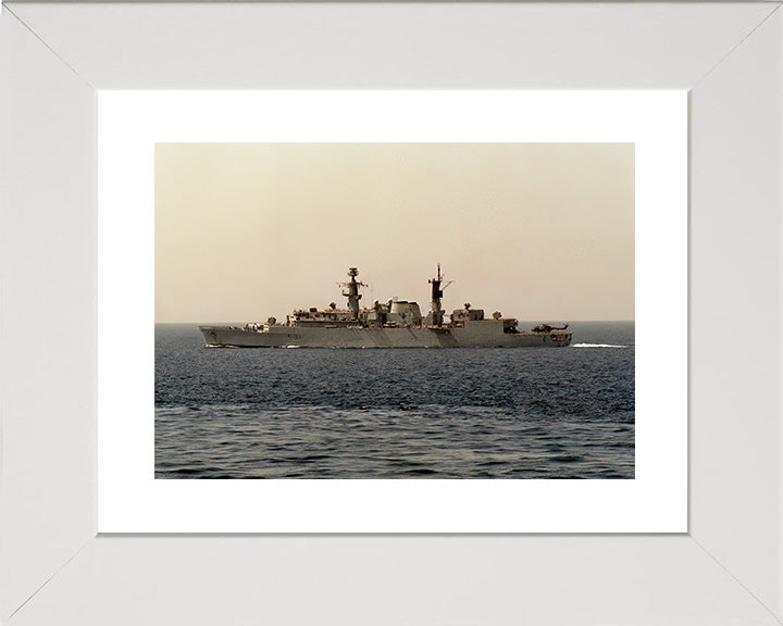 HMS Brazen (F91) Photo Print - Port Beam View at Sea - Royal Navy Type 22 Frigate Hampshire Prints 10 x 8 White Frame Yes