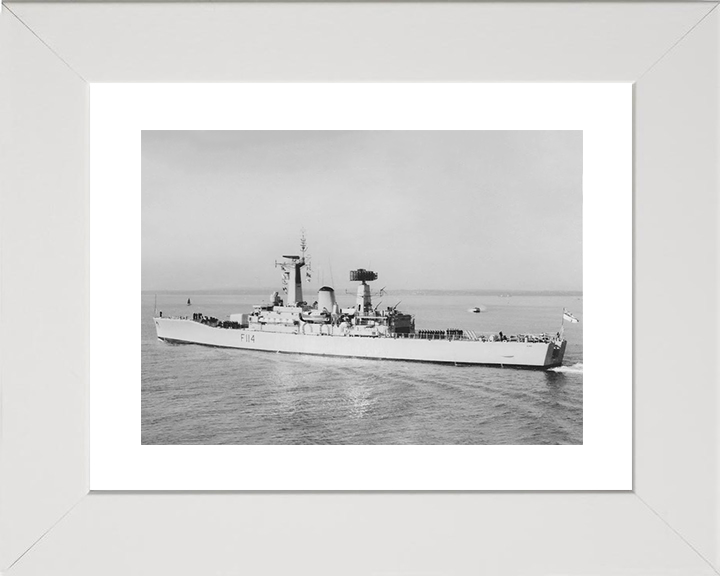 HMS Ajax (F114) Royal Navy Leander Class Frigate Photo Print Warship Wall Art Posters, Prints, & Visual Artwork Hampshire Prints 10 x 8 White Frame Yes