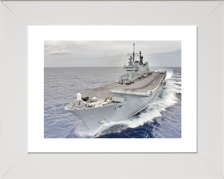 HMS Ark Royal (R07) Royal Navy Invincible Class Aircraft Carrier At Speed Photo Print Wall Art Decor Posters, Prints, & Visual Artwork Hampshire Prints 10 x 8 White Frame Yes