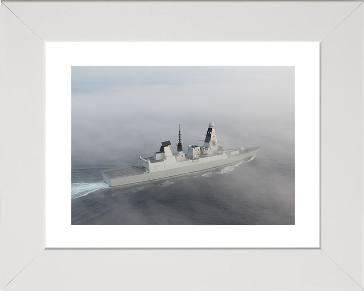 HMS Diamond (D34) Royal Navy Type 45 Destroyer In Fog Photo Print Wall Art Decor Posters, Prints, & Visual Artwork Hampshire Prints 10 x 8 White Frame Yes