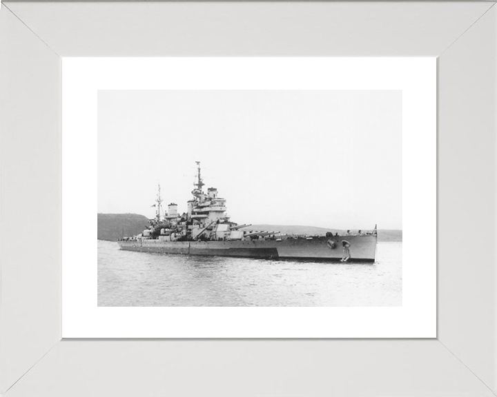 HMS Anson (79) Royal Navy King George V Class Battleship Starboard View Photo Print Wall Art Decor Posters, Prints, & Visual Artwork Hampshire Prints 10 x 8 White Frame Yes
