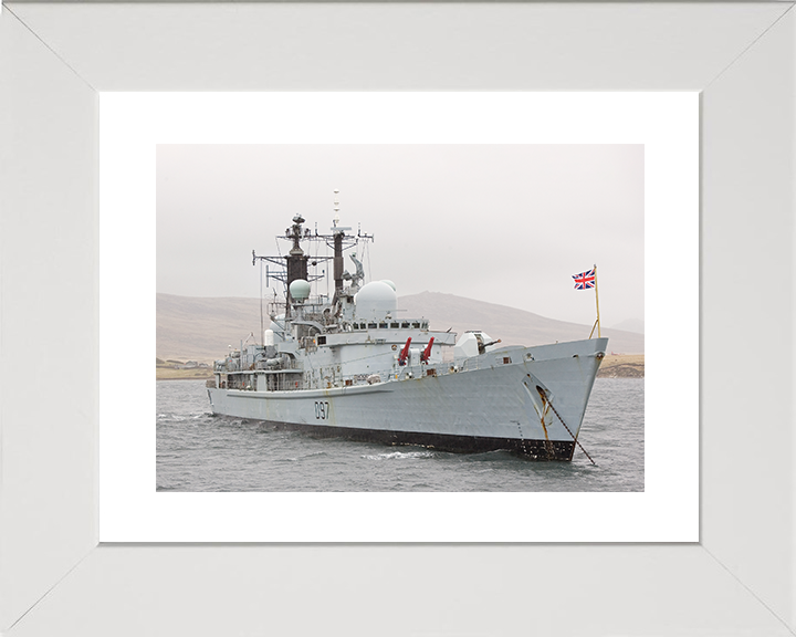 HMS Edinburgh (D97) Royal Navy Type 42 Destroyer Sitting at Anchor Photo Print Wall Art Decor Posters, Prints, & Visual Artwork Hampshire Prints 10 x 8 White Frame Yes
