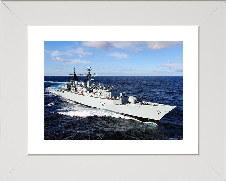 HMS Chatham (F87) Royal Navy Type 22 Frigate High Starboard View Photo Print Wall Art Decor Posters, Prints, & Visual Artwork Hampshire Prints 10 x 8 White Frame Yes