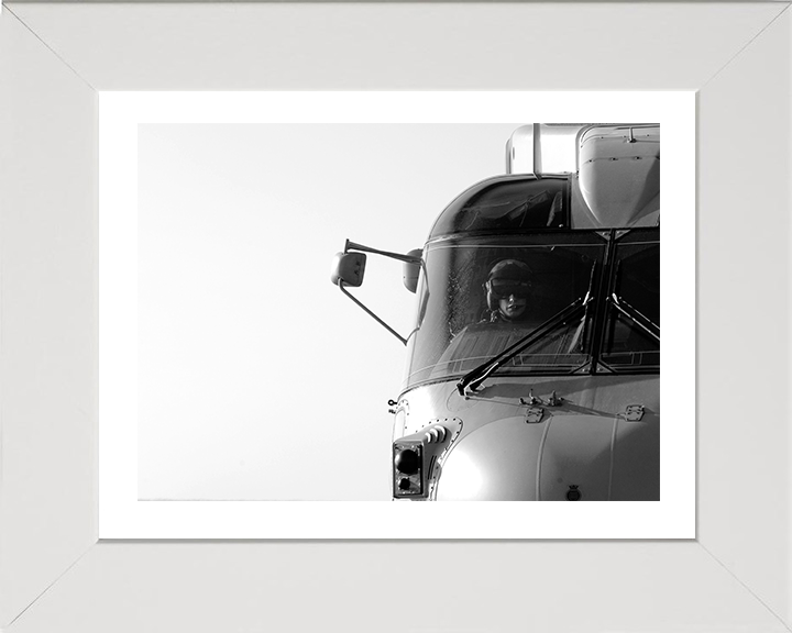 Merlin Helicopter Pilot Portrait Photo Print - Royal Navy Aircraft Hampshire Prints 10 x 8 White Frame Yes