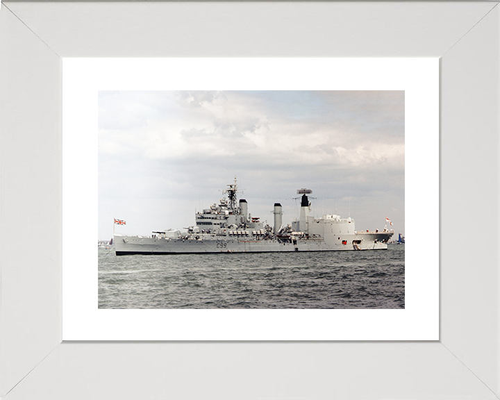 HMS Blake (C99) Royal Navy Tiger Class Light Cruiser At Anchor Photo Print Wall Art Decor Posters, Prints, & Visual Artwork Hampshire Prints 10 x 8 White Frame Yes