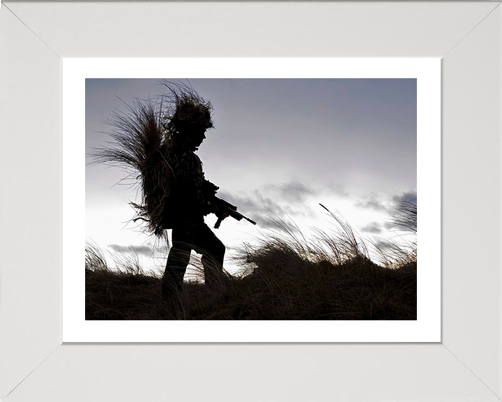 RAF Regiment Gunner Silhouette Photo Print - Royal Air Force Hampshire Prints 10 x 8 White Frame Yes