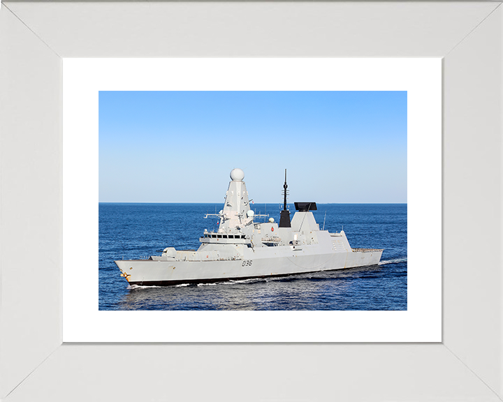 HMS Defender (D36) Royal Navy Type 45 Destroyer High Port Side View Photo Print Wall Art Decor Posters, Prints, & Visual Artwork Hampshire Prints 10 x 8 White Frame Yes