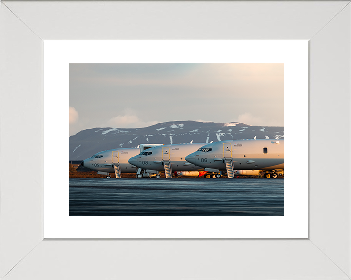 RAF Poseidon MRA1 (P8A) parked on the apron Royal Air Force Aircraft Photo Print Wall Art Aviation Decor UK Posters, Prints, & Visual Artwork Hampshire Prints 10 x 8 White Frame Yes