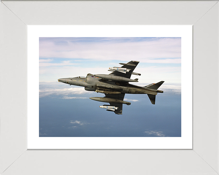 RAF Harrier Jet Banking 2002 Photo Print - Royal Air Force Aircraft Posters, Prints, & Visual Artwork Hampshire Prints 10 x 8 White Frame Yes