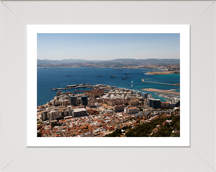 HMS Prince of Wales (R09) Photo Print - Gibraltar - Royal Navy Queen Elizabeth Class Aircraft Carrier Hampshire Prints 10 x 8 White Frame Yes