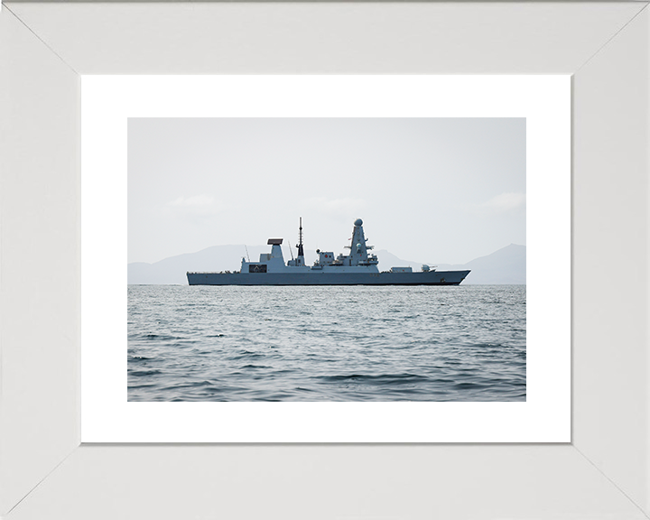 HMS Defender (D36) Royal Navy Type 45 Destroyer Starboard Beam View Photo Print Wall Art Decor Posters, Prints, & Visual Artwork Hampshire Prints 10 x 8 White Frame Yes
