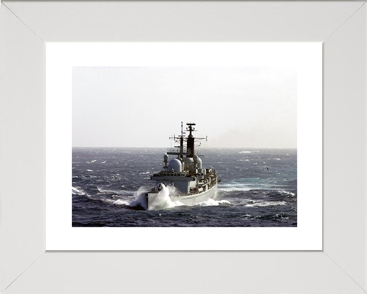 HMS Edinburgh (D97) Royal Navy Type 42 Destroyer Heavy Seas Photo Print Wall Art Decor Posters, Prints, & Visual Artwork Hampshire Prints 10 x 8 White Frame Yes