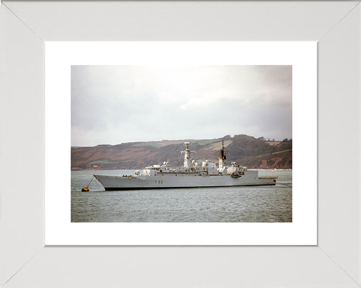 HMS Beaver (F93) Royal Navy Type 22 Frigate At A Buoy Photo Print Wall Art Decor Posters, Prints, & Visual Artwork Hampshire Prints 10 x 8 White Frame Yes