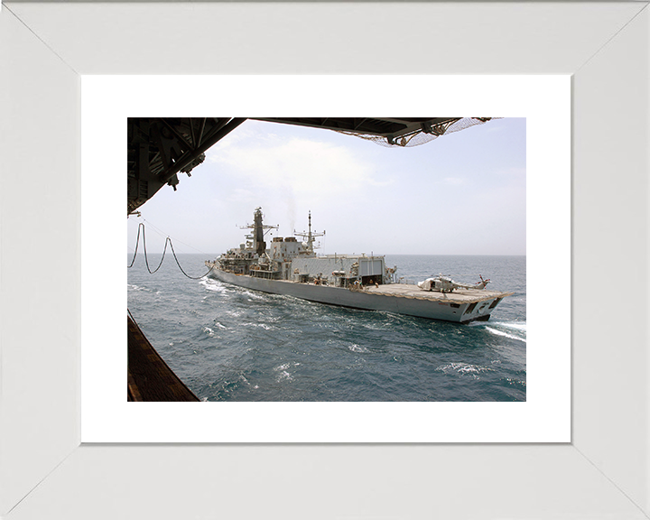 HMS Argyll (F231) Royal Navy Type 23 Frigate During a RAS 2005 Photo Print Wall Art Decor Posters, Prints, & Visual Artwork Hampshire Prints 10 x 8 White Frame Yes