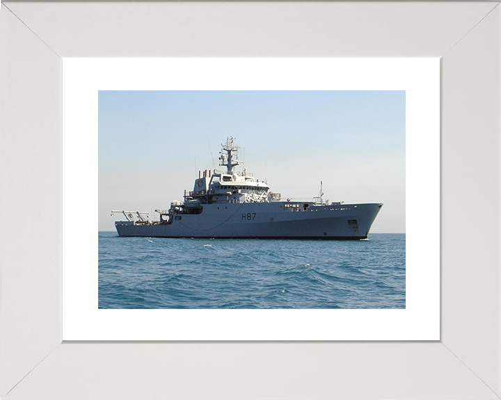 HMS Echo (H87) Royal Navy Echo Class Survey Vessel Starboard Beam View Photo Print Wall Art Decor Posters, Prints, & Visual Artwork Hampshire Prints 10 x 8 White Frame Yes