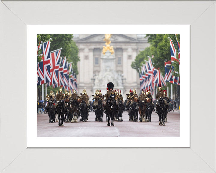 Household Cavalry ride down The Mall London Photo Print - British Army Hampshire Prints 10 x 8 White Frame Yes