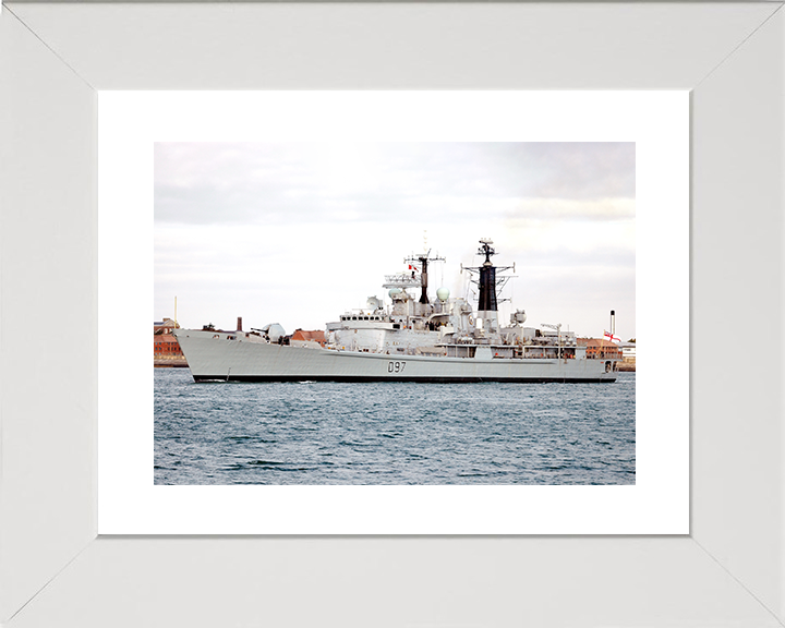 HMS Edinburgh (D97) Royal Navy Type 42 Destroyer Low Port Side View Photo Print Wall Art Decor Posters, Prints, & Visual Artwork Hampshire Prints 10 x 8 White Frame Yes