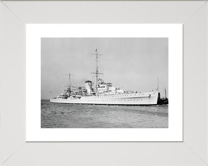 HMS Achilles (C70) Royal Navy Leander Class Light Cruiser Photo Print Starboard View Warship Wall Art Posters, Prints, & Visual Artwork Hampshire Prints 10 x 8 White Frame Yes