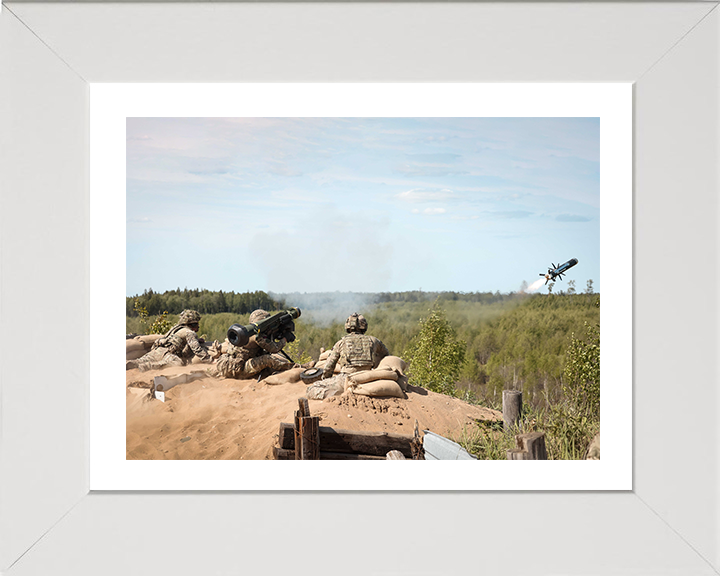 Royal Marine Commandos firing a Javelin Missile Photo Print - 45 Commando Hampshire Prints 10 x 8 White Frame Yes
