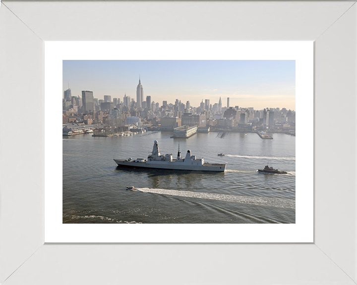 HMS Daring (D32) Royal Navy Type 45 Destroyer New York 2010 Photo Print Wall Art Decor Posters, Prints, & Visual Artwork Hampshire Prints 10 x 8 White Frame Yes