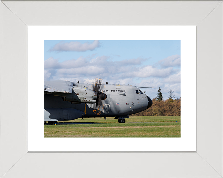 RAF Atlas A400M Lands At RAF Wittering Photo Print Royal Air Force Wall Art Aviation Decor Posters, Prints, & Visual Artwork Hampshire Prints 10 x 8 White Frame Yes
