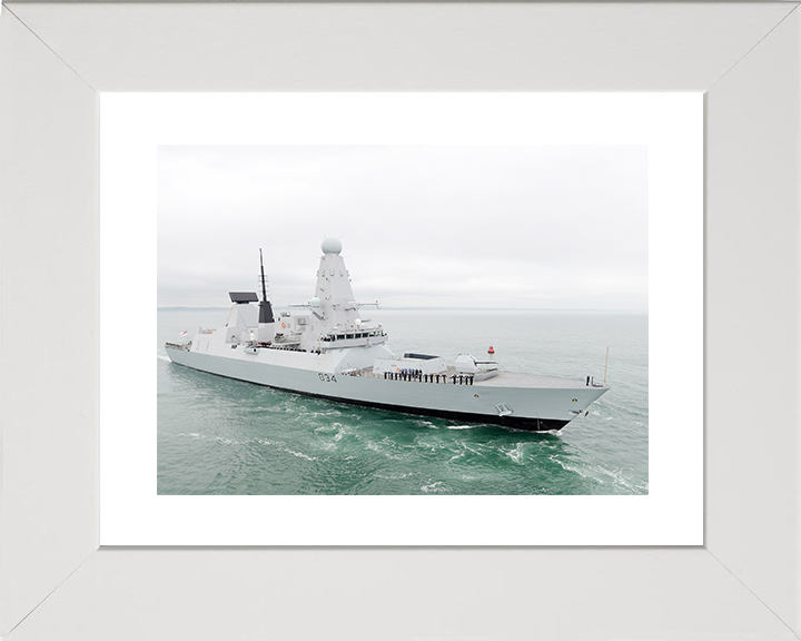 HMS Diamond (D34) Royal Navy Type 45 Destroyer Entering Harbour Photo Print Wall Art Decor Posters, Prints, & Visual Artwork Hampshire Prints 10 x 8 White Frame Yes