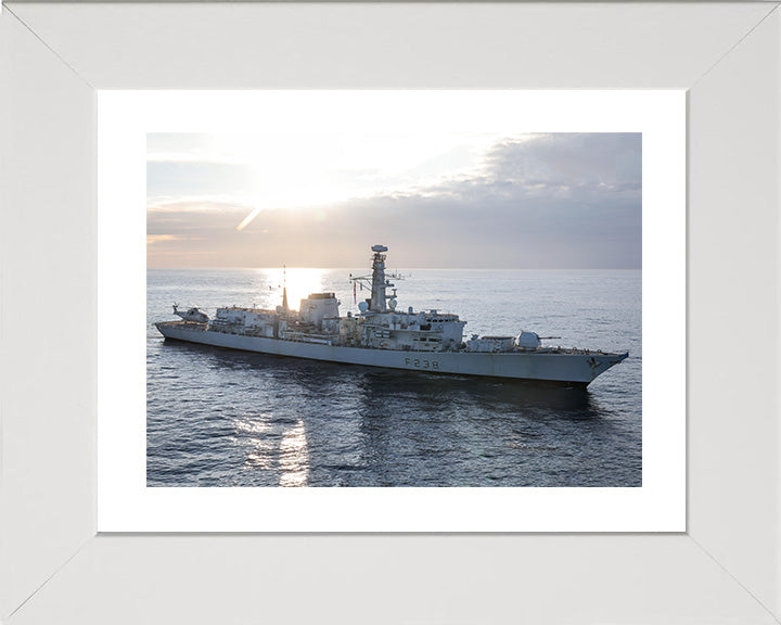 HMS Northumberland (F238) Photo Print - Starboard View at Sunset - Royal Navy Type 23 Frigate Hampshire Prints 10 x 8 White Frame Yes