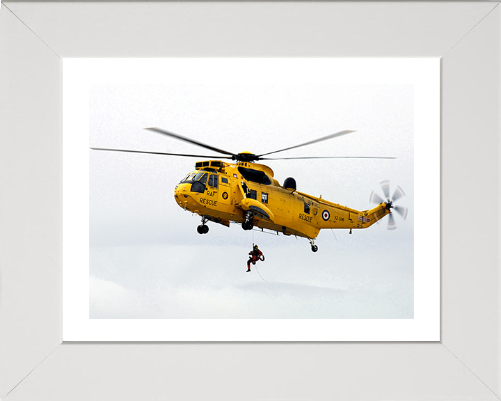 RAF Search and Rescue (SAR) Sea King Helicopter Photo Print - Royal Air Force Aircraft Hampshire Prints 10 x 8 White Frame Yes