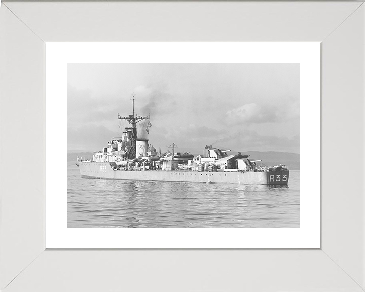 HMS Terpsichore (R33) Photo Print - At Sea - Royal Navy T Class Destroyer Posters, Prints, & Visual Artwork Hampshire Prints 10 x 8 White Frame Yes