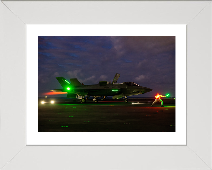 F-35B Lighting jet night takeoff 2025 Photo Print - Royal Navy Aircraft Hampshire Prints 10 x 8 White Frame Yes