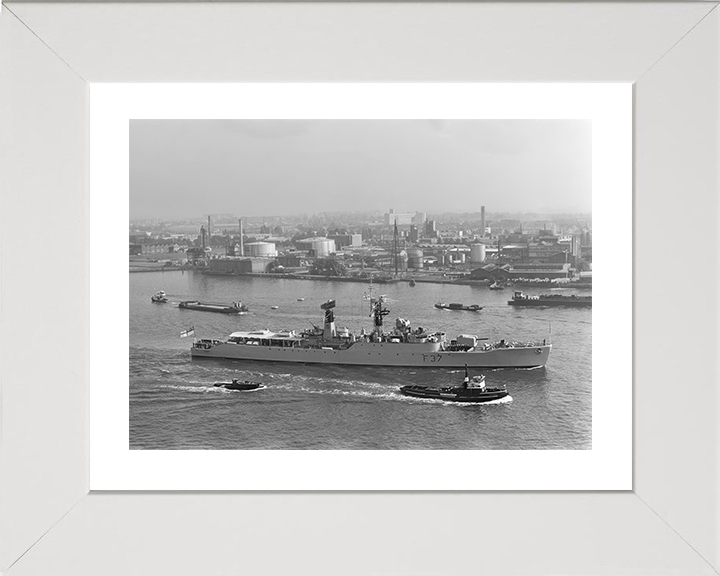 HMS Jaguar (F37) Photo Print - Amsterdam 1968 - Royal Navy Leopard Class Frigate Hampshire Prints 10 x 8 White Frame Yes