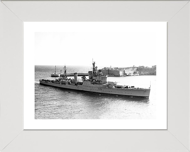 HMS Birmingham (C19) Photo Print - Valletta 1957 - Royal Navy Town Class Light Cruiser Posters, Prints, & Visual Artwork Hampshire Prints 10 x 8 White Frame Yes