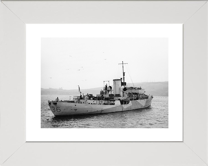HMS Clematis (K36) Royal Navy Flower Class Corvette Starboard Quarter Photo Print Wall Art Decor Posters, Prints, & Visual Artwork Hampshire Prints 10 x 8 White Frame Yes