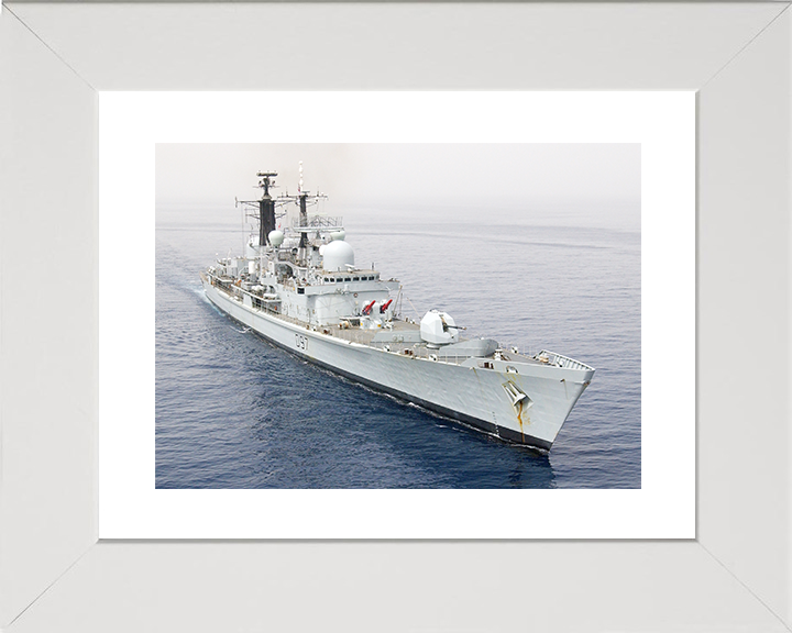 HMS Edinburgh (D97) Royal Navy Type 42 Destroyer High Starboard Bow View at sea Photo Print Wall Art Decor Posters, Prints, & Visual Artwork Hampshire Prints 10 x 8 White Frame Yes