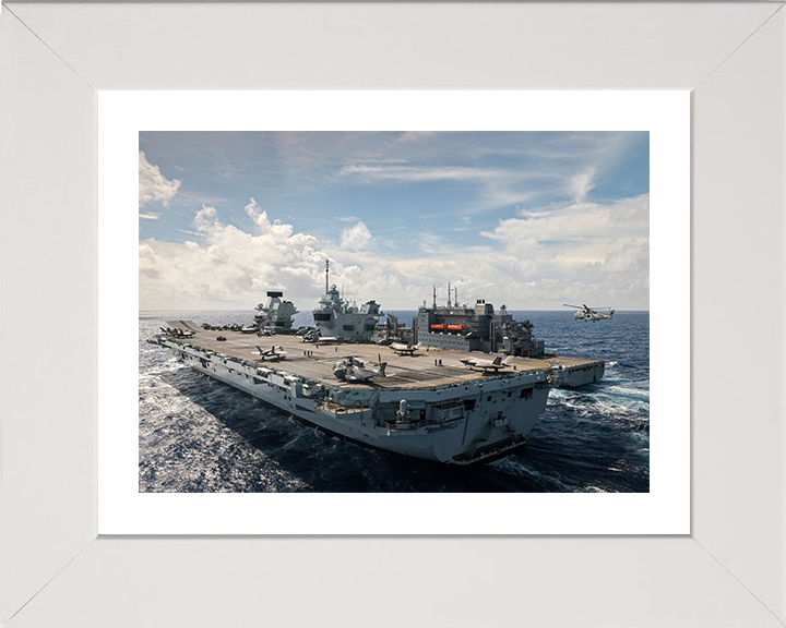 HMS Prince of Wales (R09) Photo Print - RAS Aug 2025 - Royal Navy Queen Elizabeth Class Aircraft Carrier Hampshire Prints 10 x 8 White Frame Yes