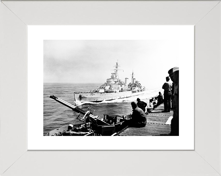 HMS Belfast (C35) Royal Navy Town Class Light Cruiser At Sea 1952 Photo Print Wall Art Decor Posters, Prints, & Visual Artwork Hampshire Prints 10 x 8 White Frame Yes