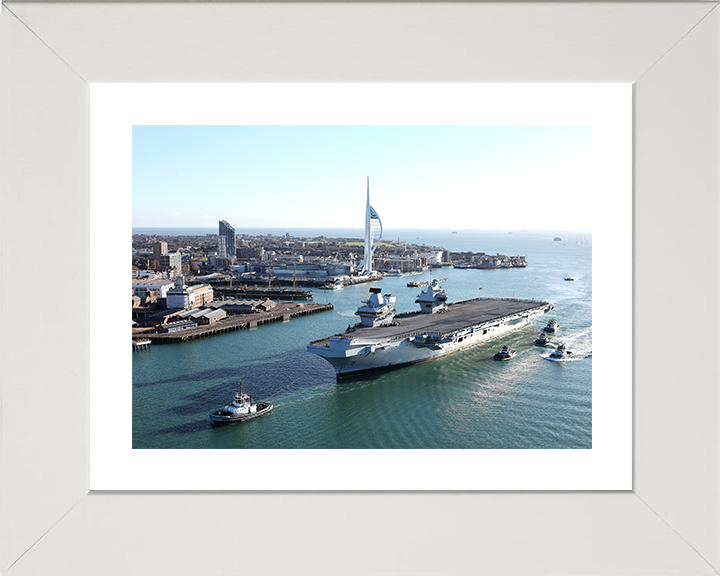 HMS Prince of Wales (R09) Photo Print - Homecoming 2025 - Royal Navy Queen Elizabeth Class Aircraft Carrier Posters, Prints, & Visual Artwork Hampshire Prints 10 x 8 White Frame Yes