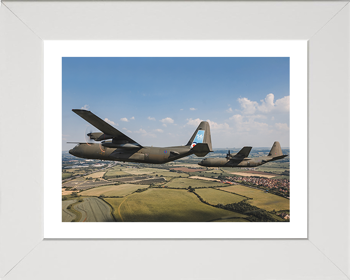 RAF Hercules C-130J Final Flypast Photo Print - Royal Air Force Aircraft Hampshire Prints 10 x 8 White Frame Yes