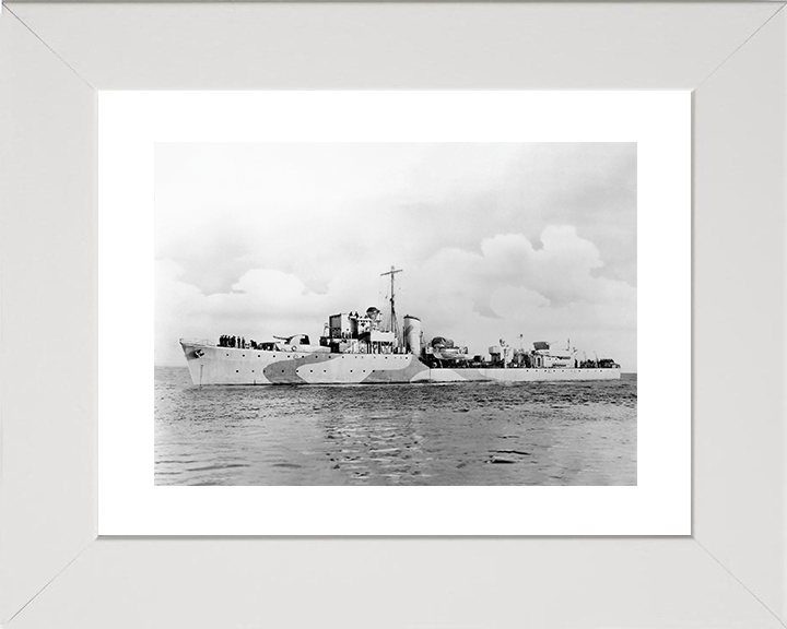 HMS Bleasdale (1940) Royal Navy Hunt Class Destroyer Port Side View Photo Print Wall Art Decor Posters, Prints, & Visual Artwork Hampshire Prints 10 x 8 White Frame Yes