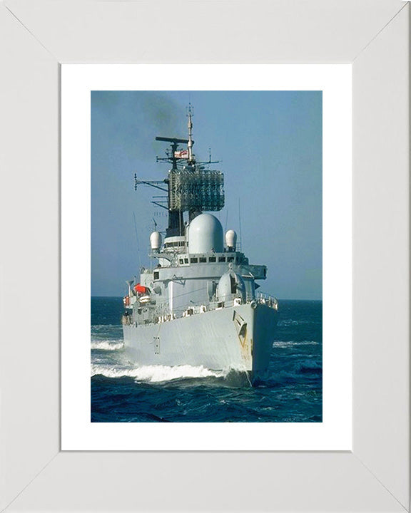 HMS Newcastle (D87) Photo Print - Underway - Royal Navy Type 42 Destroyer Hampshire Prints 10 x 8 White Frame Yes