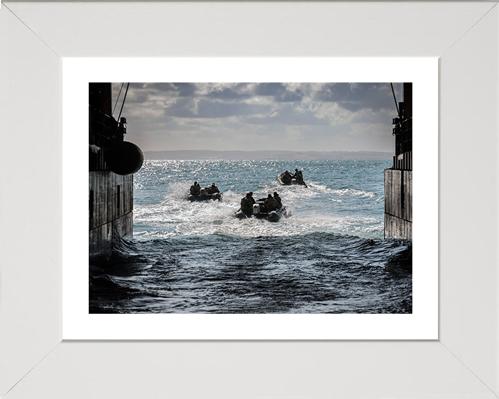 Royal Marines Deploy From RFA Lyme Bay Photo Print - Commando Hampshire Prints 10 x 8 White Frame Yes