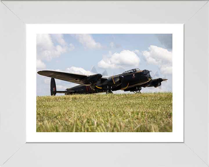 RAF Lancaster Bomber Before Takeoff Photo Print - Royal Air Force Aircraft Hampshire Prints 10 x 8 White Frame Yes