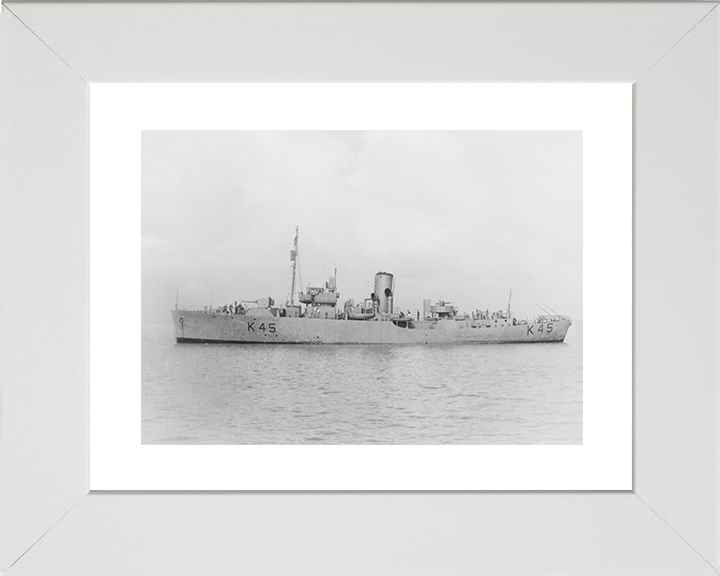 HMS Convolvulus (K45) Royal Navy Flower Class Corvette Port Side View Photo Print Wall Art Naval Decor Posters, Prints, & Visual Artwork Hampshire Prints 10 x 8 White Frame Yes