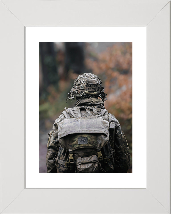 British Army Soldier Officer Cadet Rear Portrait on Exercise Photo Print Wall Art Military Decor Posters, Prints, & Visual Artwork Hampshire Prints 10 x 8 White Frame Yes