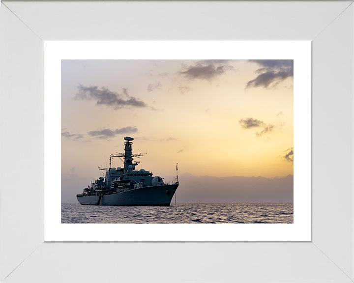 HMS Argyll (F231) Royal Navy Type 23 Frigate Anchored off Montserrat 2014 Photo Print Wall Art Decor Posters, Prints, & Visual Artwork Hampshire Prints 10 x 8 White Frame Yes