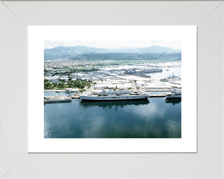 HMS Ark Royal (R07) Royal Navy Invincible Class Aircraft Carrier Subic Bay 1988 Photo Print Wall Art Decor Posters, Prints, & Visual Artwork Hampshire Prints 10 x 8 White Frame Yes