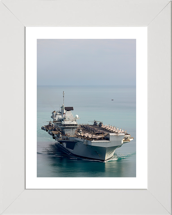 HMS Prince of Wales (R09) Photo Print - Arriving in Darwin 2025 - Royal Navy Queen Elizabeth Class Aircraft Carrier Hampshire Prints 10 x 8 White Frame Yes