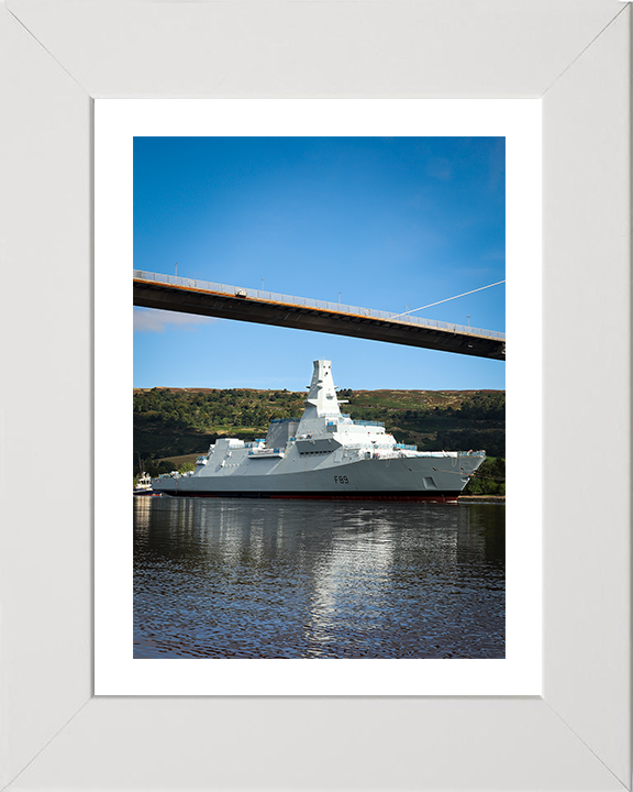 HMS Cardiff (F89) Photo Print - Under Tow - Royal Navy Type 26 Frigate Hampshire Prints 10 x 8 White Frame Yes