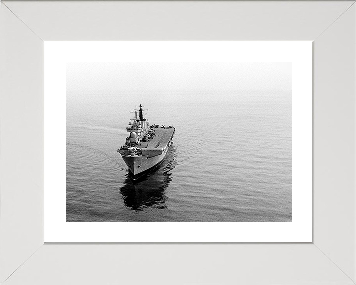 HMS Invincible (R05) Photo Print - Mediterranean 1990 - Royal Navy Invincible Class Aircraft Carrier Hampshire Prints 10 x 8 White Frame Yes